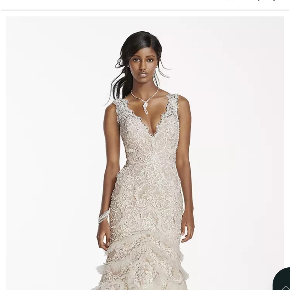 Lace Embellished Ivory Mermaid Gown
